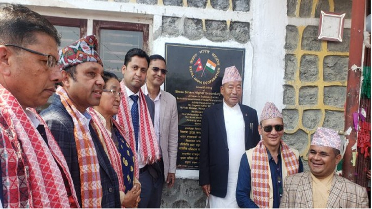 Indian embassy and lawmaker Bhattarai inaugurates school building at Taplejung